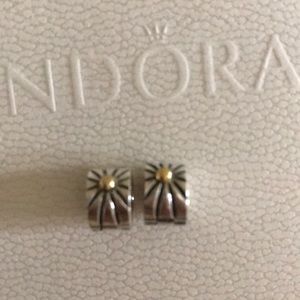 Pandora Sunburst clip SET 14 gold and silver 925